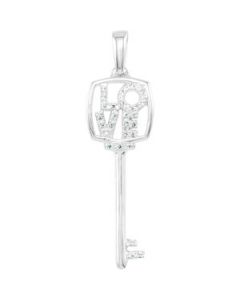 Love Is The Key Diamond Pendant Sterling Silver  1/10 Ct Tw Dia Love Key Pendant