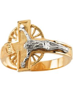 Tt Gents Crucifix Ring 14K Yellow/White Gold 