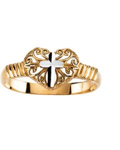 Tt Cross Ring 14K Yellow/White Gold Ring