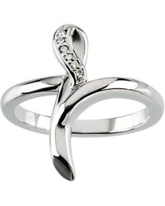 Diamond Cross Ring 14K White Gold .025 Ct Tw