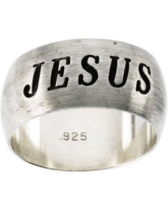 Antiqued Half Round Jesus Ring Sterling Silver  13.00;P;Antiqued Half Round Jesus Ring