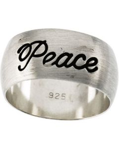 Antiqued Half Round Peace Ring Sterling Silver  Size 13.00;P;Antiqued Half Round Peace Ring