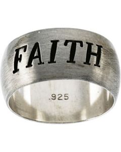 Antiqued Half Round Faith Ring Sterling Silver  Size 13.00;P;Antiqued Half Round Faith Ring