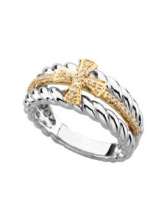 Three-Fole Marriage Ladies Ring 14K White/Yellow Gold 09.25 Mm;P;Three-Fole Marriage Ladies Ring