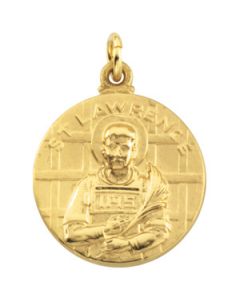 St. Lawrence Medal W/ 18 Inch Chain Sterling Silver  18.00 Mm St. Lawrence Medal