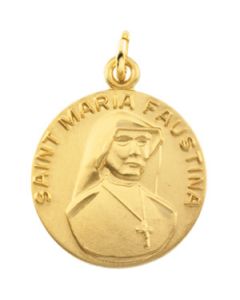 St. Maria Faustina Medal W/ 18 Inch Chain Sterling Silver  18.00 Mm St. Maria Faustina Medal