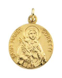 St. Maria Goretti Medal W/ 18 Inch Chain Sterling Silver  18.00 Mm St. Maria Goretti Medal