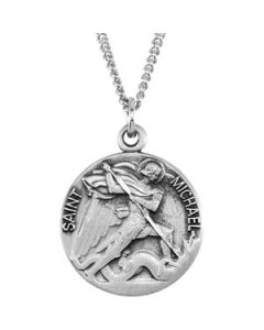 St. Michael Medal With 18.00 Inch Chain Sterling Silver  18.00 Mm St. Michael Medal With 18.00 Inch Chain