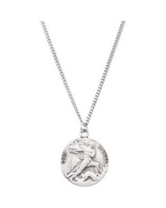 San Miguel Medal With 18.00 Inch Chain Sterling Silver  18.00 Mm St. Miguel Medal With 18.00 Inch Chain