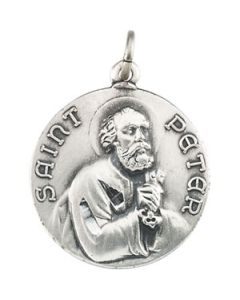 St. Peter Medal With 18.00 Inch Chain Sterling Silver  18.00 Mm St. Peter Medal With 18.00 Inch Chain