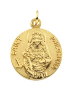 St. Philomena Medal With 18.00 Chain Sterling Silver  18.00 Mm St. Philomena Medal With 18.00 Chain