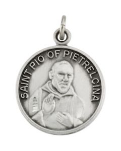 St. Pio Medal With 18.00 Chain Sterling Silver  18.00 Mm St. Pio Medal