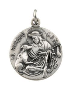 St. Roque Medal With 18.00 Inch Chain Sterling Silver  18.00 Mm;P;St. Roque Medal With 18.00 Inch Chain
