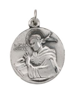 St. Thomas Aqinas Medal With 18.00 Inch Chain Sterling Silver  