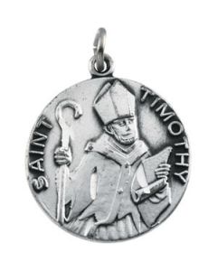 St. Timothy Medal With 18.00 Inch Chain Sterling Silver  18.00 Mm;P;St. Timothy Medal With 18.00 Inch Chain