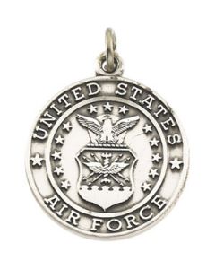St. Michael Us Air Force Medal With 24.00 Inch Chain Sterling Silver  18.00 Mm;P;St. Michael Us Air Force Medal With 24.00 Inch Chain