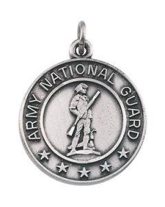 St. Michael Us National Guard Medal With 24.00 Inch Chain Sterling Silver  18.00 Mm;P;St. Michael Us National Guard Medal With 24.00 Inch Chain