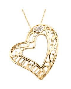 Grandma Heart Pendant 14Ky/Rhodium Plated Gold 25.25X25.00 Mm