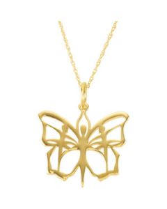 Butterfly Ballet Pendant/Charm 14K Yellow Gold 20.00X19.00 Mm Butterfly Ballet Pendant/Charm