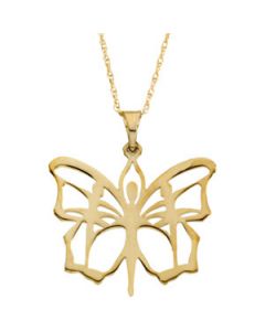 Butterfly Ballet Pendant 14K Yellow Gold 20.00X19.00 Mm Butterfly Ballet Pendant