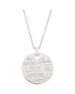 Love Necklace W/Diamond/Rhodium Plate Sterling Silver  