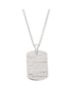 Faith Necklace W/Diamond/Rhodium Plate Sterling Silver  