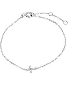 Youth Diamond Cross Bracelet With Packaging 14K White Gold 07.00 Inch Youth Diamond Cross Bracelet W/Packaging