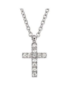 Youth Diamond Cross Necklace With Packaging 14K White Gold 16.00 Inch Youth Diamond Cross Necklace W/Packaging