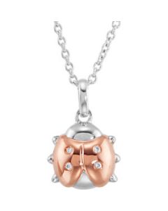 Youth Ladybug Diamond Necklace With Packaging 14K Rose/White Gold 16.00 Inch Youth Ladybug Diamond Necklace W/Packaging