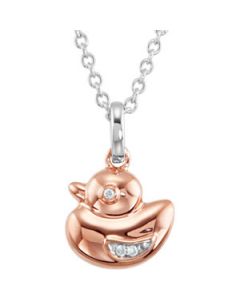 Youth Duck Diamond Necklace With Packaging 14K Rose/White Gold 16.00 Inch Youth Duck Diamond Necklace W/Packaging