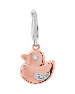 Youth Duck Charm With Diamonds And Packaging 14K Rose/White Gold 11.00X10.00 Mm Youth Duck Charm With Diamonds And Packaging