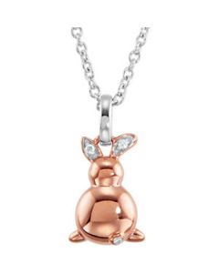 Youth Rabbit Diamond Necklace With Packaging 14K Rose/White Gold 16.00 Inch Youth Rabbit Diamond Necklace W/Packaging