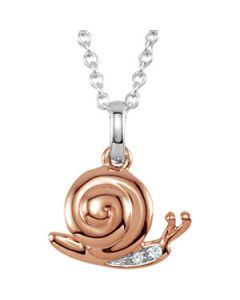 Youth Snail Diamond Necklace With Packaging 14K Rose/White Gold 16.00 Inch Youth Snail Diamond Necklace W/Packaging