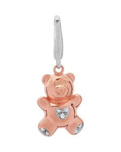 Youth Bear Charm With Diamonds And Packaging 14K Rose/White Gold 13.00X09.00 Mm Youth Bear Charm With Diamonds And Packaging