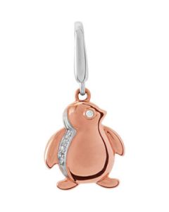 Youth Penguin Charm With Diamonds And Packaging 14K Rose/White Gold 12.00X11.00 Mm Youth Penguin Charm With Diamonds And Packaging