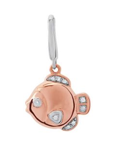 Youth Fish Charm With Diamonds And Packaging 14K Rose/White Gold 14.00X12.00 Mm Youth Fish Charm With Diamonds And Packaging