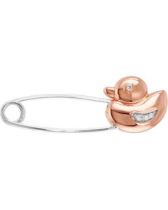 Youth Duck Brooch With Diamonds And Packaging 14K Rose/White Gold 29.00X10.00 Mm Youth Duck Brooch W/Diamonds & Packaging