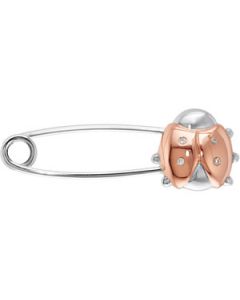 Youth Ladybug Brooch With Diamonds And Packaging 14K Rose/White Gold 29.00X10.00 Mm Youth Ladybug Brooch W/Diamonds & Packaging