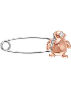 Youth Penguin Brooch With Diamonds And Packaging 14K Rose/White Gold 29.00X11.00 Mm Youth Penguin Brooch W/Diamonds & Packaging