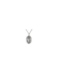 Sterling Silver 28.5x17.75mm Oval Miraculous Medal 24