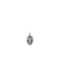 14kt White 18x12mm Badge-Shaped Miraculous Medal 