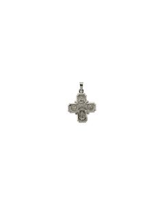 14kt White 18x18mm Four-Way Cross Medal