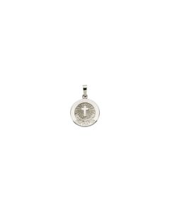 14kt White 15mm Confirmation Medal with Cross