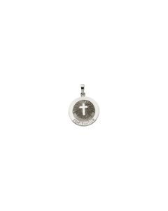 14kt White 18mm Confirmation Medal with Cross