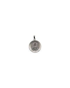 14kt White 18mm Round St.Theresa Medal