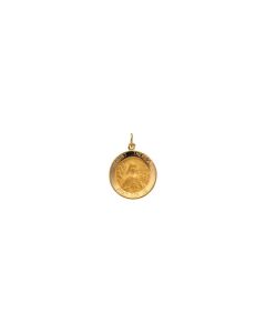 14kt Yellow 18mm Round St.Theresa Medal