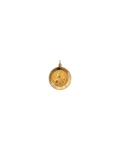 14kt Yellow 22mm Round St.Theresa Medal