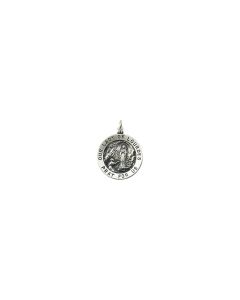 Sterling Silver 18.25mm Round Our Lady of Lourdes Medal