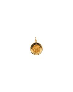 14kt Yellow 12mm Round Our Lady of Lourdes Medal