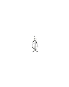 Sterling Silver 19x9mm Fish Pendant with Cross